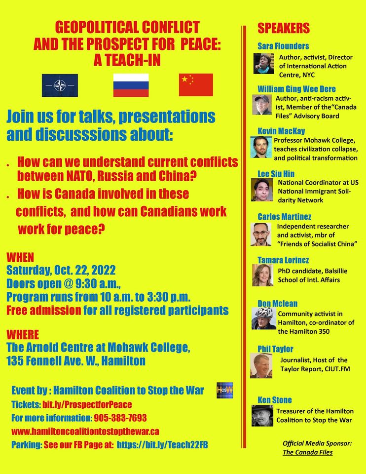 Geopolitical Conflict And The Prospect For Peace: Teach-in Oct 22 ...